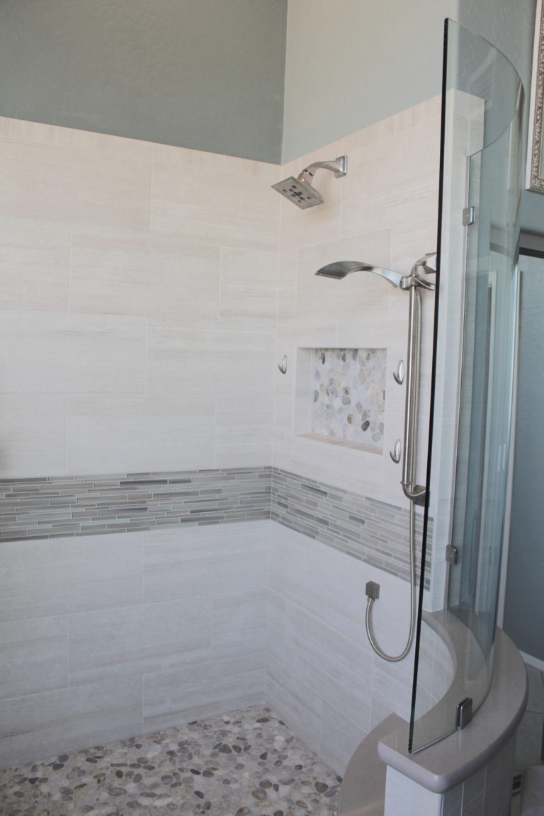 Curved Glass Shower Partition Shower and Bath Connection, LLC
